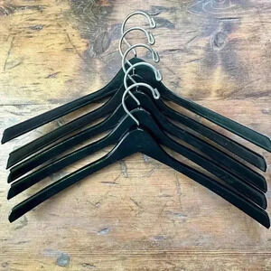 Wishbone 17" Black Wood Coat Hangers Set of 5